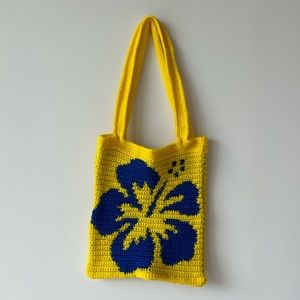 Crochet Hibiscus Flower Tote Bag
